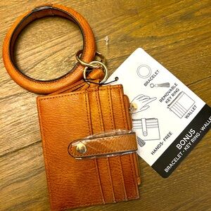 NWT Brown Leather Keychain Wallet